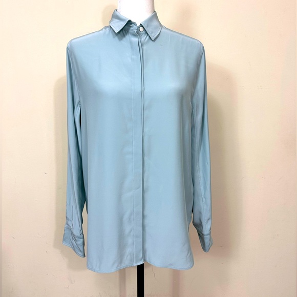 EUC FLAWLESS rag & bone Pure Silk Hidden Buttons Up Long Sleeves Shirt Top S/M - Picture 15 of 15